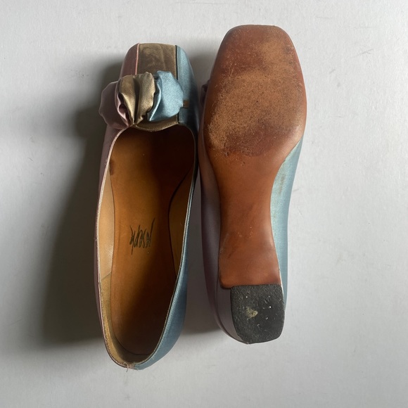 Vintage Joseph Magnin 1960s Silk Evening Bow Pumps Shoes Pink Size 7.5 - Picture 10 of 11